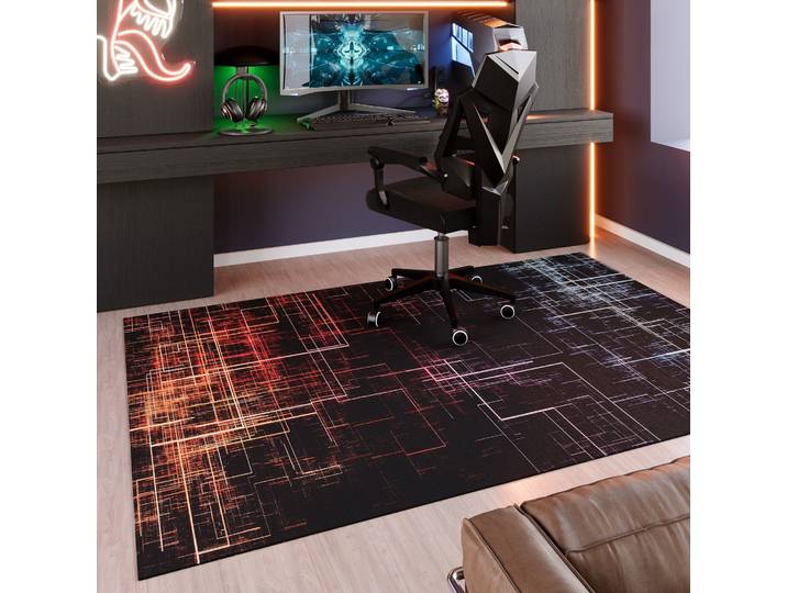 Teppich WECON HOME Quantum Warp , schwarz, B:160cm H:5mm L:230cm, Polyester, Teppiche, Teppich, Gamer Teppich, gewebt, geometrisch, robust, Gaming Room, rutschfest