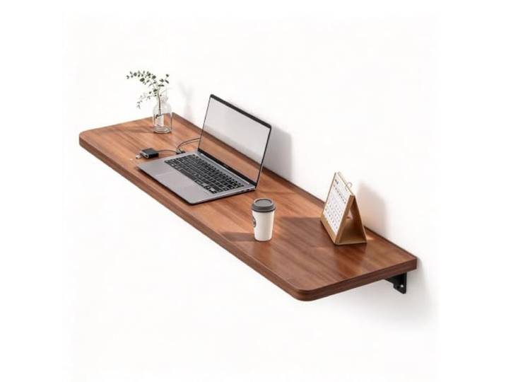 Failjierue Klappbarer Wandtisch aus Holz mit Regalhalterungen Wäscherei-Werkbank, zusammenklappbares Schreibtischregal für Zuhause, Waschküche, Küche, Wohnzimmer(Brown,80x40cm)