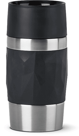 Taza térmica - Tefal N2160110, 0.3 l, Funda de silicona, Acero inoxidable, Negro