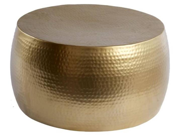 Table basse TRIANE 60 cm en aluminium doré – Table basse ronde design effet martelé