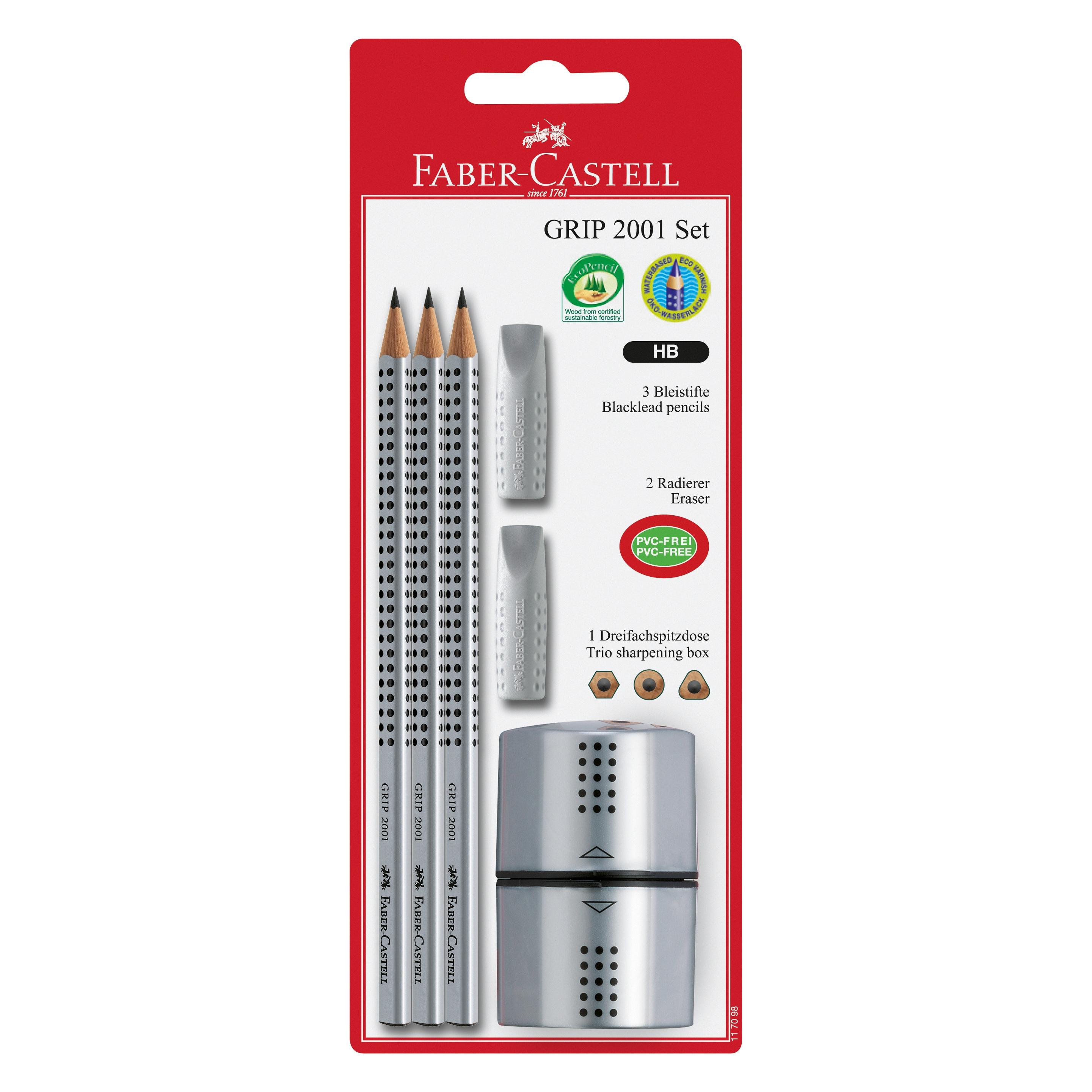 Faber-Castell Grip 2001 Set (HB, 3x) (117098)