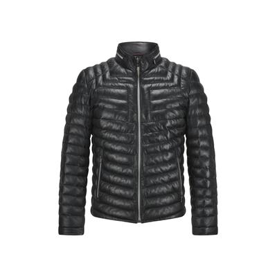 Lederjacke MILESTONE "MSMalik", Herren, Gr. 54, schwarz, Obermaterial: 100% Lammnappaleder LANA., uni, regular fit, Jacken, Hochwertiges Logo Metall Emblem am Ärmel