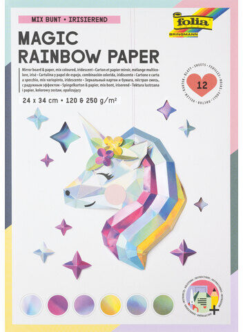folia Spiegelkarton "Regenbogen", 24 x 34 cm, 12 Blatt