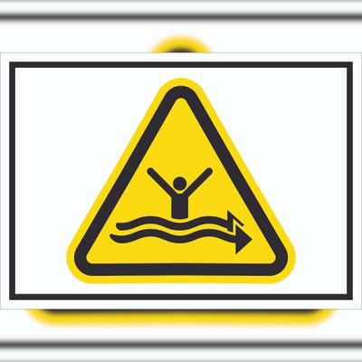 HB-Druck Schild Warnung starke Strömung Symbol A0 Rückseite selbstklebend
