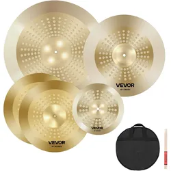 VEVOR Beckenset 4-teilig 254mm Splash 355mm HiHat 400mm Crash 505mm Ridebecken (10 14 16 20 Inches)