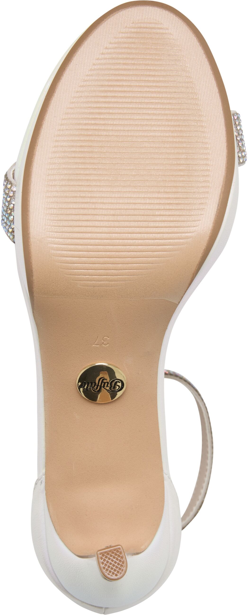 High-Heel-Pumps BUFFALO "Buffalo Monroe - Sandal Heel- Vegan Nappa", Damen, Gr. 38, weiß (pearl weiß), Kunstfaser, unifarben, Schuhe