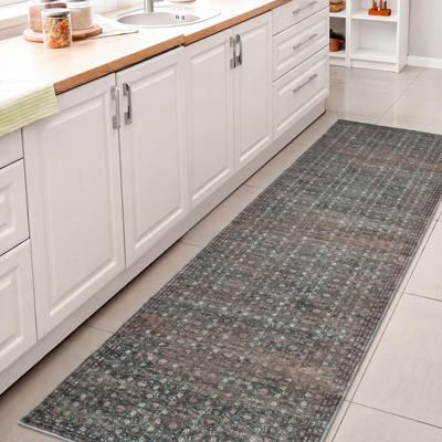JONATHAN Y Petunia Distressed All-Over Floral Border Non-Slip Machine-Washable Rug