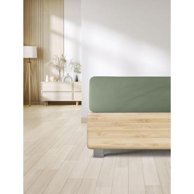 Spannbettlaken IRISETTE "Erba 30", grün (salbei), B:180cm L:200cm, Tencel, Obermaterial: 48% Baumwolle, 48% Lyocell, 4% Elasthan, Bettlaken, Spannbettlaken, glatt