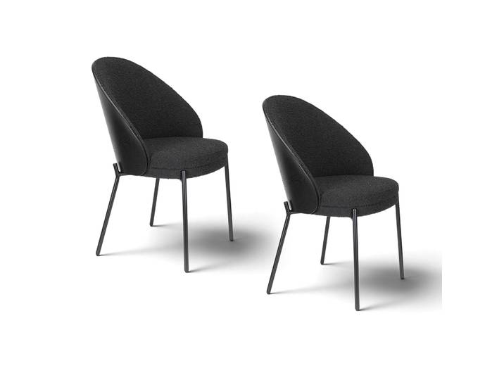 Dutchbone Rodin Bouclé Chair - Set of 2 Black, New - Perfect for office and reception