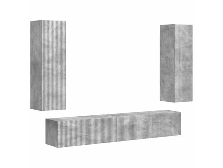 Kaorsrow TV-Schrank Set Wandmontiert 3-Teilig Beton-Grau Holzwerkstoff Flexibles 3er Hänge-Board Hängeschrank Ensemble für Wohnzimmer und Schlafzimmer mit 5 Türen aus stabilem Holzwerkstoff.