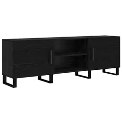 Helloshop26 - Moderner rechteckiger TV-Ständer mit praktischen Ablagen für das Wohnzimmer 150 x 30 x 50 cm schwarzes Holzwerkstoff
