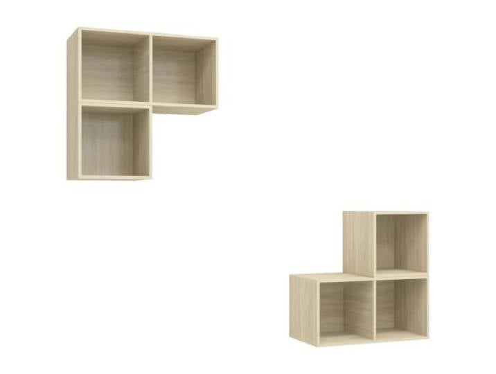 Makastle TV-Schrank Set 4-TLG. Sonoma-Eiche Holzwerkstoff