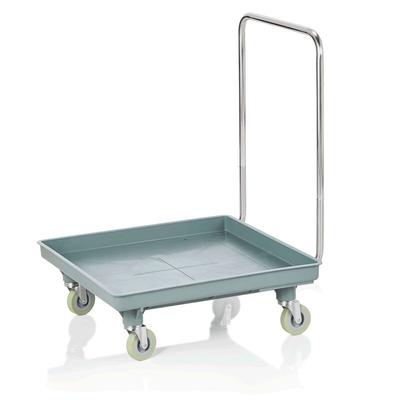 2x Transportwagen mit Gruff 53 x 53 cm, 4 schwenkbare Rollen, Edelstahl, Polypropylen