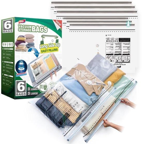 TAILI Reisorganizer set met 6 transparante kledingzakken, grijs