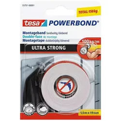 tesa Powerbond ULTRA STRONG, doppelseitiges Montageband, 19mm x 1,5m, farblos