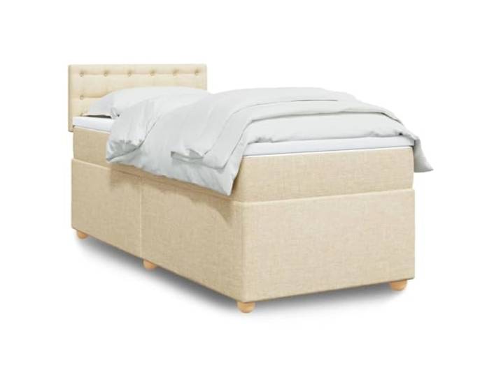 RJPLMFV Lattenrost mit Matratze, cremefarben, 90 x 200 cm, Stoff Taschenfedern, abnehmbarer Bezug, waschbar, individuelle Unterstützung, Reduzierung der Bewegungen