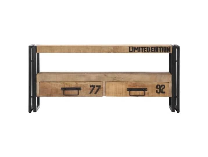 KGHERMDF TV-Schrank 100x30x45 cm Mango Massivholz Handgefertigt, 2 Schubladen, 1 Ablage, Stauraum für Elektronik, Bücher