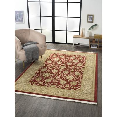 Teppich "Maryam 1, LAGERRÄUMUNG", rot (weinrot, creme), B:160cm H:7,5mm L:230cm, Polypropylen (PP), MYFLAIR MÖBEL & ACCESSOIRES, Teppiche, Teppich, Kurzflor, Orient Optik, edler Glanz, mit Fransen, besonders weich