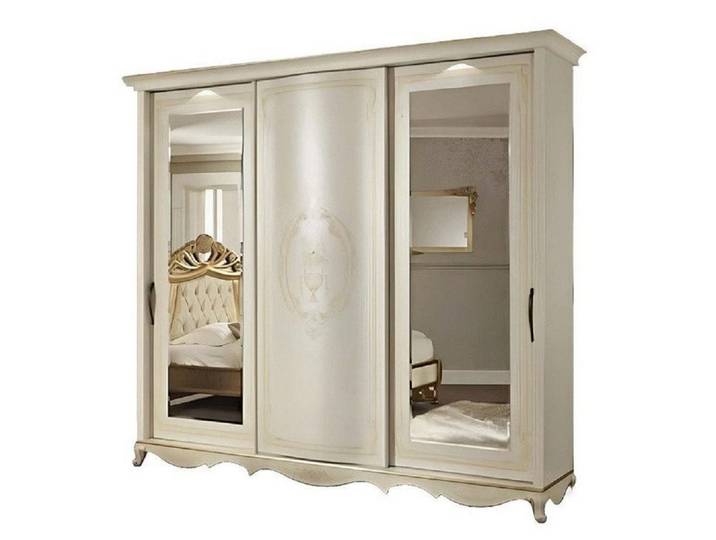 Xlmoebel Kleiderschrank Weißer Holzschrank mit Spiegeln aus Italien (1-St., Kleiderschrank) Hergestellt in Italy
