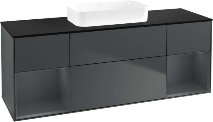 Villeroy und Boch Finion Waschtischunterschrank F742HGHG 160x60,3x50,1cm, Regale Midnight matt lacquer, Midnight Blue Matt Lacquer