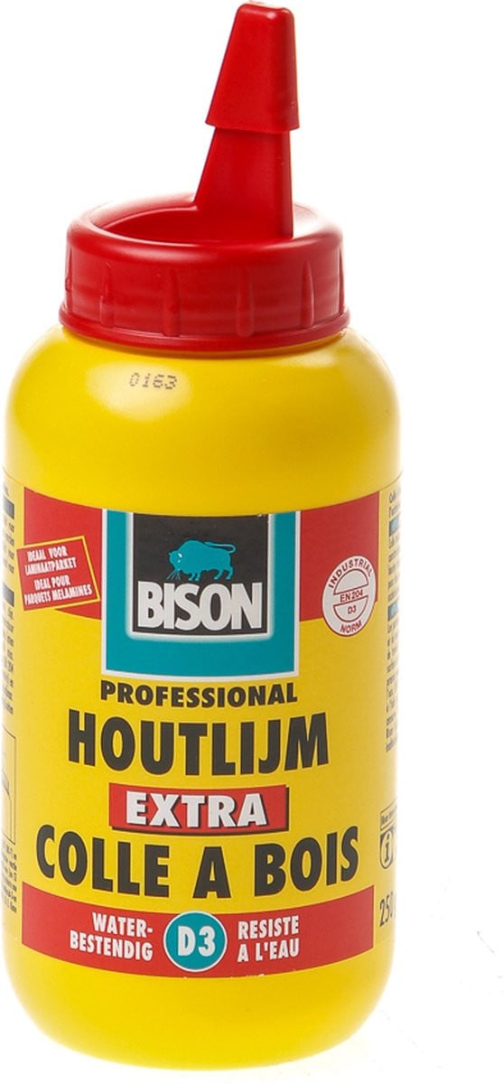 Bison Houtlijm extra 250 gram - Waterbestendige witte houtlijm, D3, oplosmiddelvrij en overschilderbaar