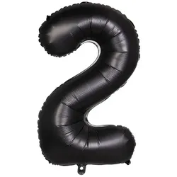 Folienballon "2", schwarz, 86 cm