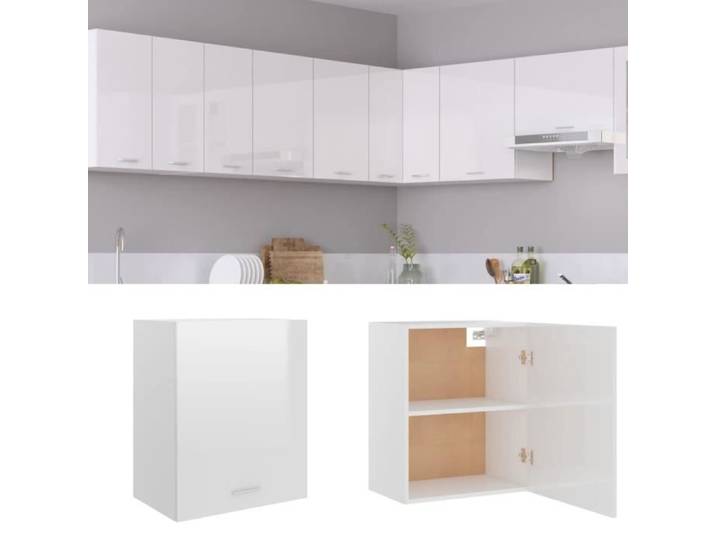 Armoire suspendue Blanc brillant Aggloméré - 50x31x60 cm