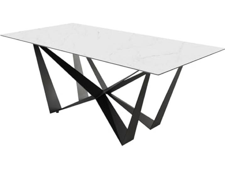 Esszimmertisch Edge Keramik Laminam®Statuarietto Weiß 200x100cm Mittelfuß