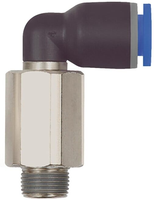 Riegler Raccord L emboîtable « Série Bleue » long, rotatif, R 1/8 ext., Ø 8 mm (128.018-8)