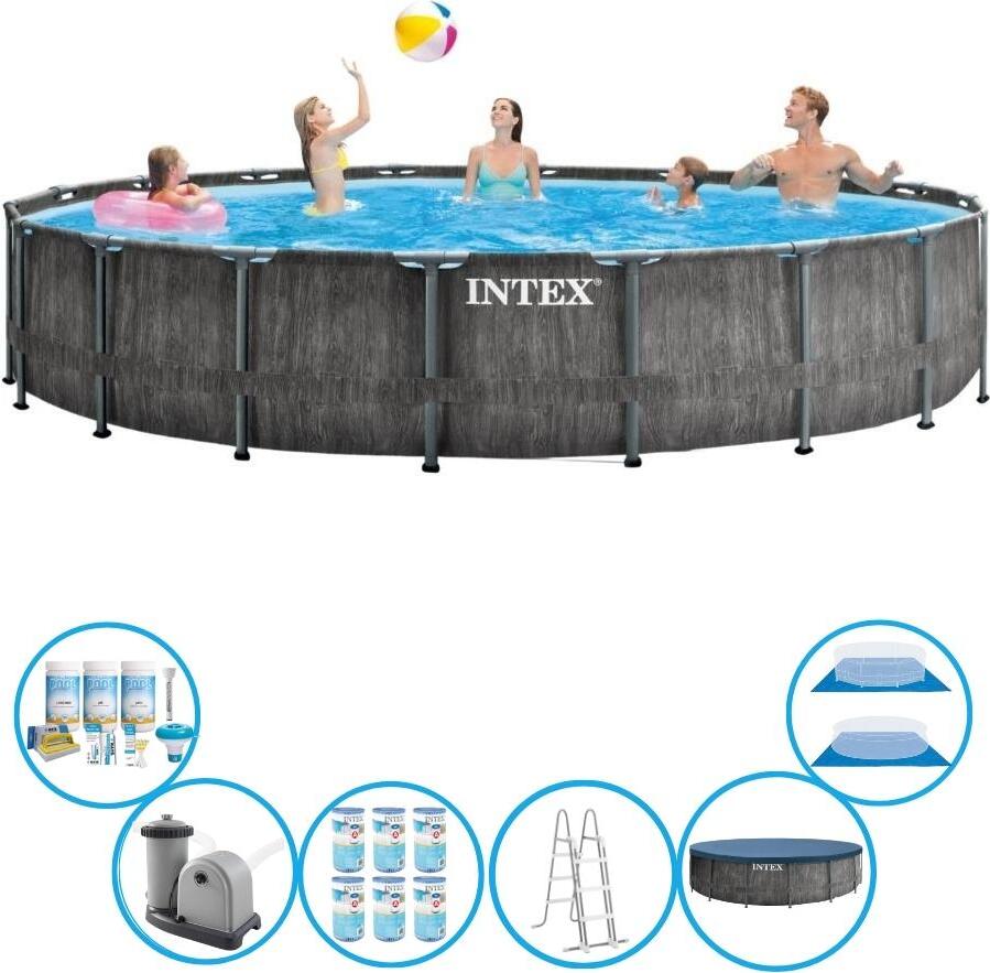 Intex Pool Prism Frame Greywood- Pool-Paket - 549x122 cm
