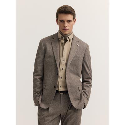 Anzugsakko BUGATTI "Regular Fit", Herren, Gr. 58, braun (60, taupe), 54% Polyester, 46% Baumwolle, unifarben, regular fit, Sakkos, Regular Fit Reverskragen Baumwollmix