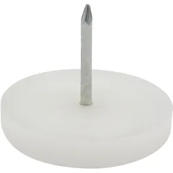 WAGNER Nagelgleiter/Möbelgleiter 4tlg. - Ø 30 x 6/25 mm, Kunststoffgleiter weiß zum Nageln, für robuste Böden - 15092999