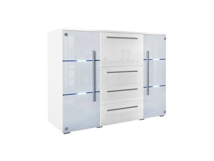 Commode de salon - Commode Nashville 101 - Blanc - 136x115x39cm