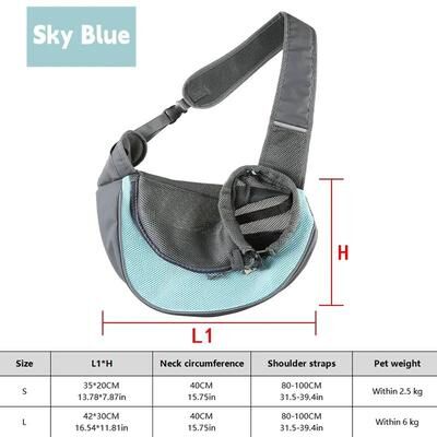 Uplift Treasures Breathable Dog Sling Carrier Backpack sky Blue l