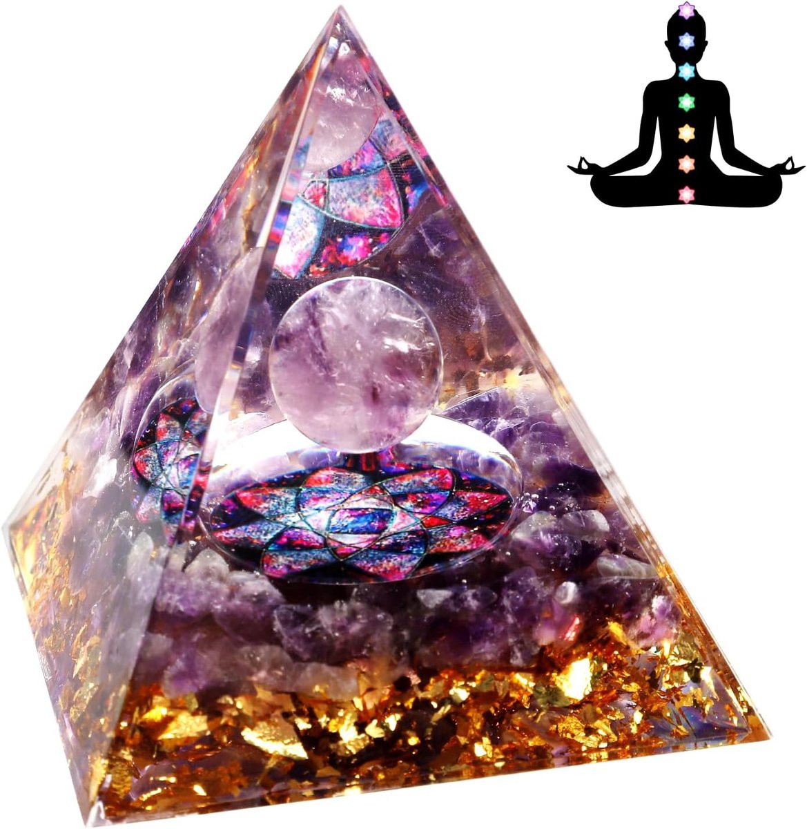 Weigudoc Chakra Stones Reiki Orgonite Piramide met Amethist Tree of Life voor Chakra Meditatie
