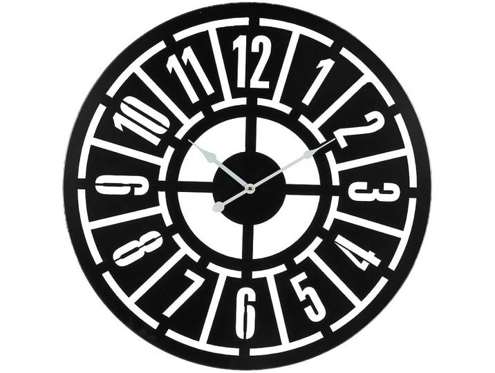 Wanduhr AMBIENTE HAUS Wanduhr aus eisen 58cm , schwarz, B:58cm H:58cm T:3cm, Wanduhren, Wanduhr