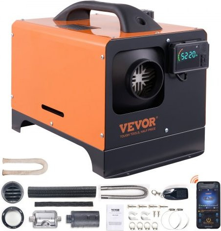 VEVOR Air Diesel Heater 12V 5-8KW Standkachel met LCD-scherm, afstandsbediening en Bluetooth App-bediening, Oranje