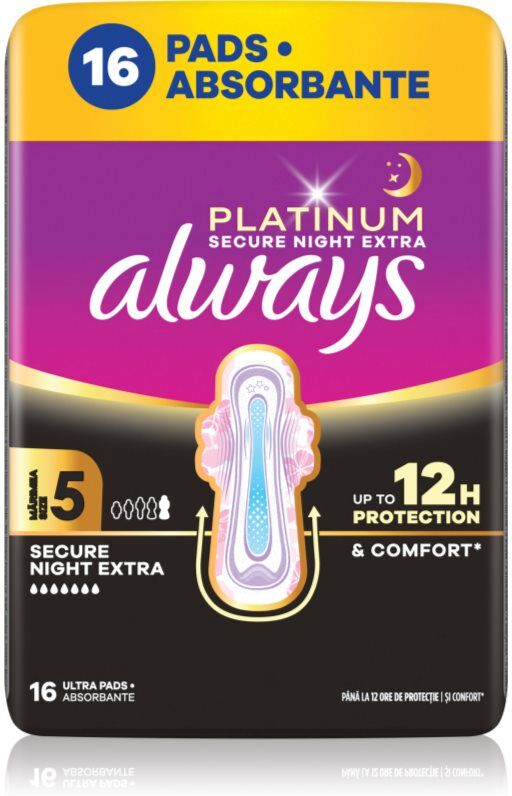 Always Platinum Night Extra Size 5 serviettes hygiéniques pour la nuit 16 pcs