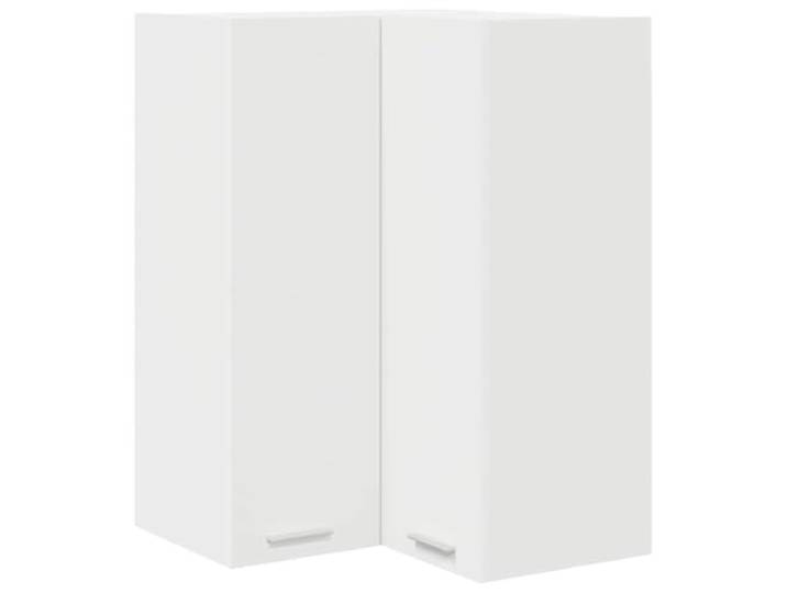 fsahslih Eckküchenschrank Hängeschrank Weiß 57x57x80cm Holzwerkstoff Platzsparender Eckschrank aus Holzwerkstoff für Ordnung in Küche und Vorratsraum mit 60 kg Belastbarkeit.