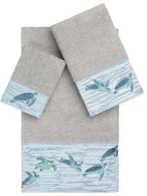 Authentic Hotel and Spa Turkish Cotton Turtles Embroidered Light Grey 3-piece Towel Set