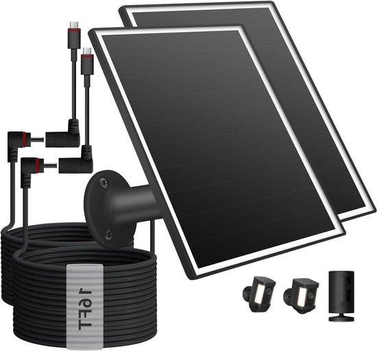 Zonnepaneel Set voor Camera - 2 Stuks 6W - Zwart