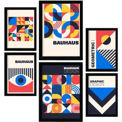 POSTER Set Mit 6 Drucken Im Bauhaus 6 Geometrische Designkollektion A3 & A4 Rahmenlos
