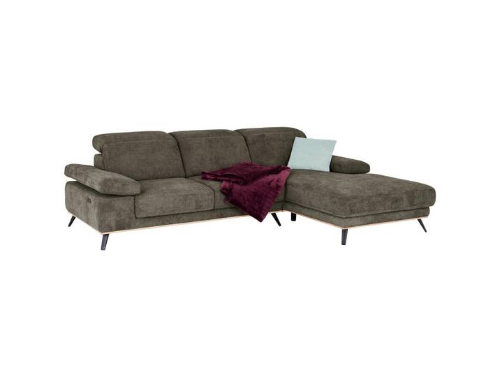 Mid.you Ecksofa Royce, Olivgrün, Metall, 3-Sitzer, Ottomane rechts, L-Form, 283x194 cm, Made in EU, motorische Relaxfunktion, Wohnzimmer, Sofas & Couches, Wohnlandschaften, Ecksofas