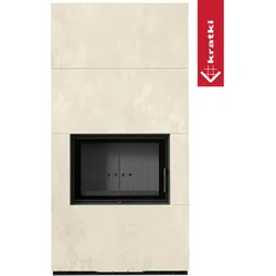 Kaminbausatz KRATKI FLOKI BOX 8 kW Ø 160 Quarzsinter OXIDE BIANCO schwarz Verkleidung