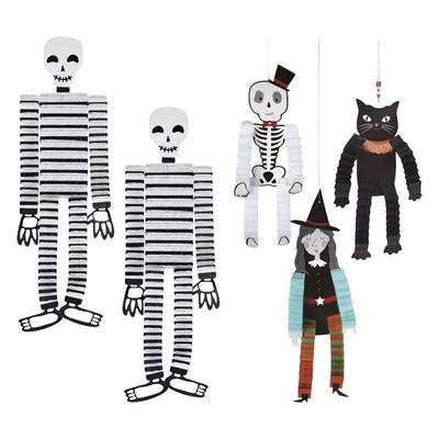 WellHome - Halloween-Dekoration: 2 Skelette + 3 Hängefiguren