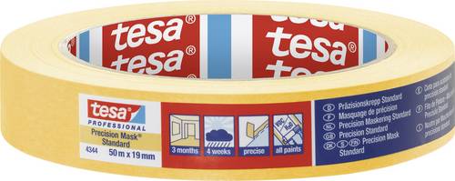 Tesa PRECISION STANDARD 04344-00004-00 Kreppband Präzisionskrepp Gelb (L x B) 50m x 19mm 1St.