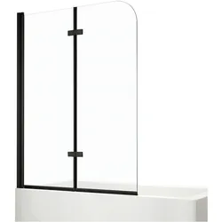 Emke, Duschkabine + Duschwand, Duschwand für Badewanne 110x140cm Glas-Duschwand, 2-teilig Faltbar, Leicht zu Reinigen, Schwarz (110 cm, 110 cm, 140 cm)
