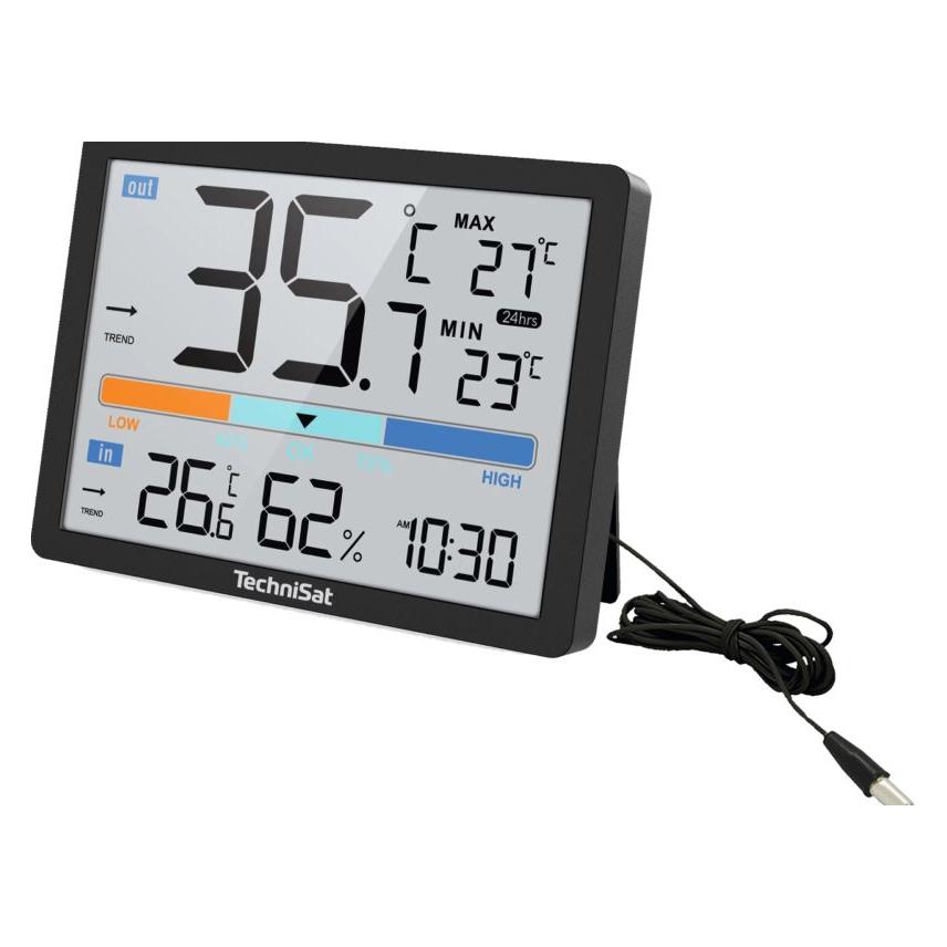 TechniSat IMETEO 110 schwarz / Wetterstation / LCD-Display / Temperatur / Luftfeuchtigkeit / CR2032 (MET01M)