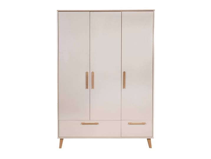 Kleiderschrank 'Jil' 3-türig mit 2 Schubladen - Cashmere / Chestnut