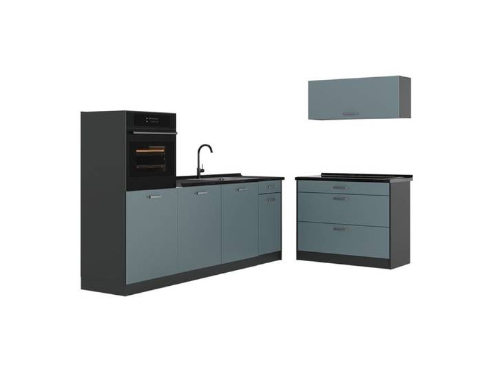 Cuisine R-Line 220cm plan de travail Anthracite Bleu-gris/Anthracite Vicco 67421